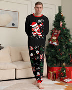 Santa Claus Colored Light Bulb Print Home Wear Parent-Child Pajama Set