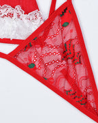 Sexy Christmas Lace Mesh Sheer Lingerie Set with Stockings