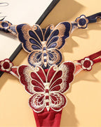 Sexy Butterfly Embroidered Low-rise Thong