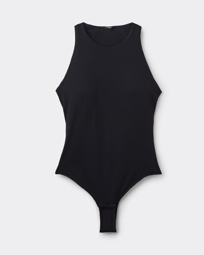 Round Neck Seamless with Bra Cups Tight-fitting Stretch Bodysuit