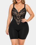 Women's V Neck Lace Stretch Seamless Bodysuit Shapewear