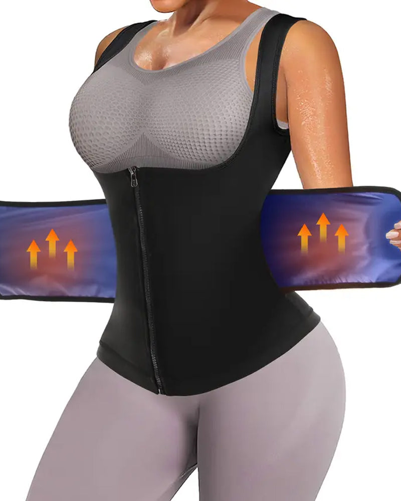 Women's Sweat-Inducing Adjustable Zipper Abdominal Shaping Sauna Waist Training Vest