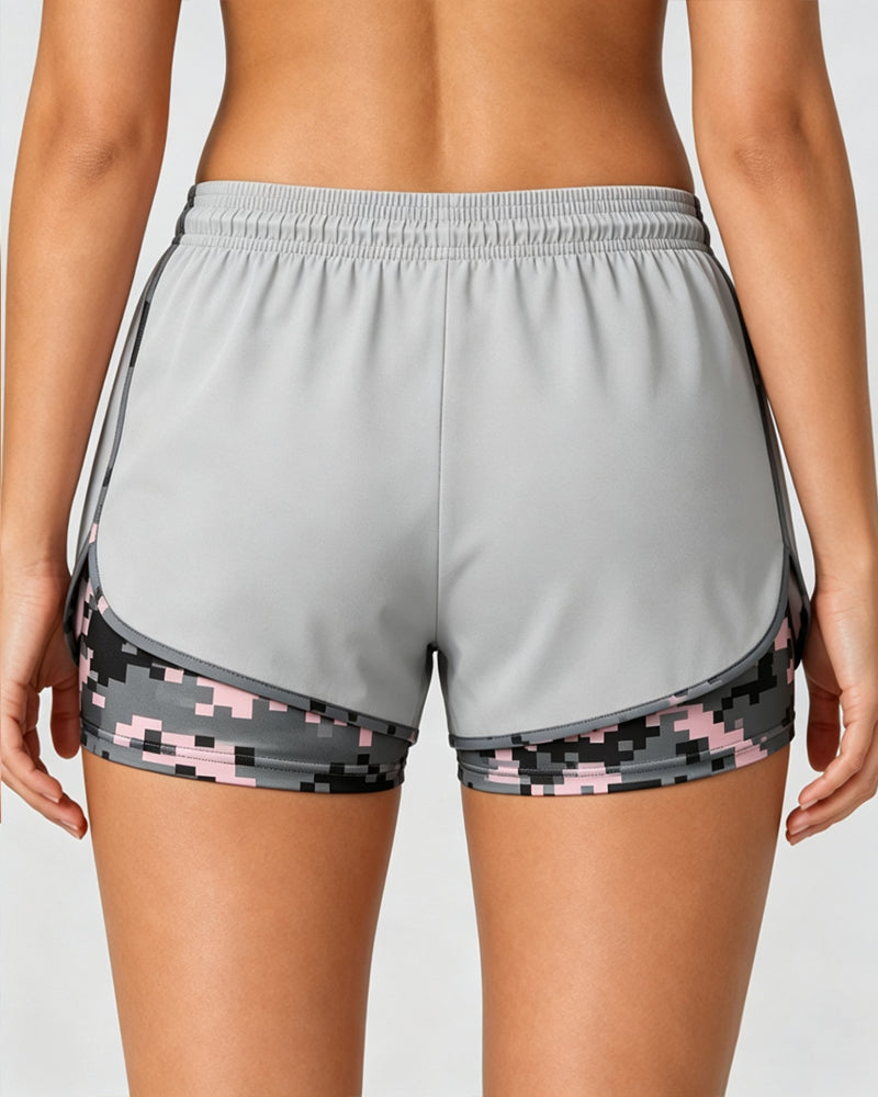 Casual Stretch Colorblock Lined Athletic Shorts