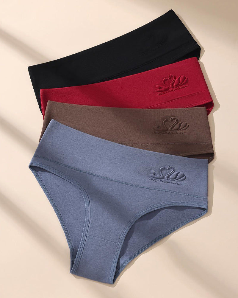 4-Pack Women's High-waisted Seamless Tummy Control Pure Cotton Thong