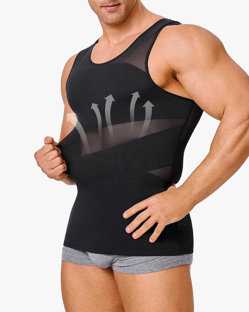 Men's High Elastic Seamless Tummy Control Mesh Breathable Shaping Vest