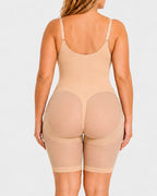 Full Body Mid Thigh Front Zipper Seamless Bodysuit Shapewear