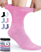 6-Pair Women's Bamboo Fiber Cable Knit Socks