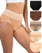5-Pack Women's High-waisted Pure Cotton Soft Breathable Printed Panties