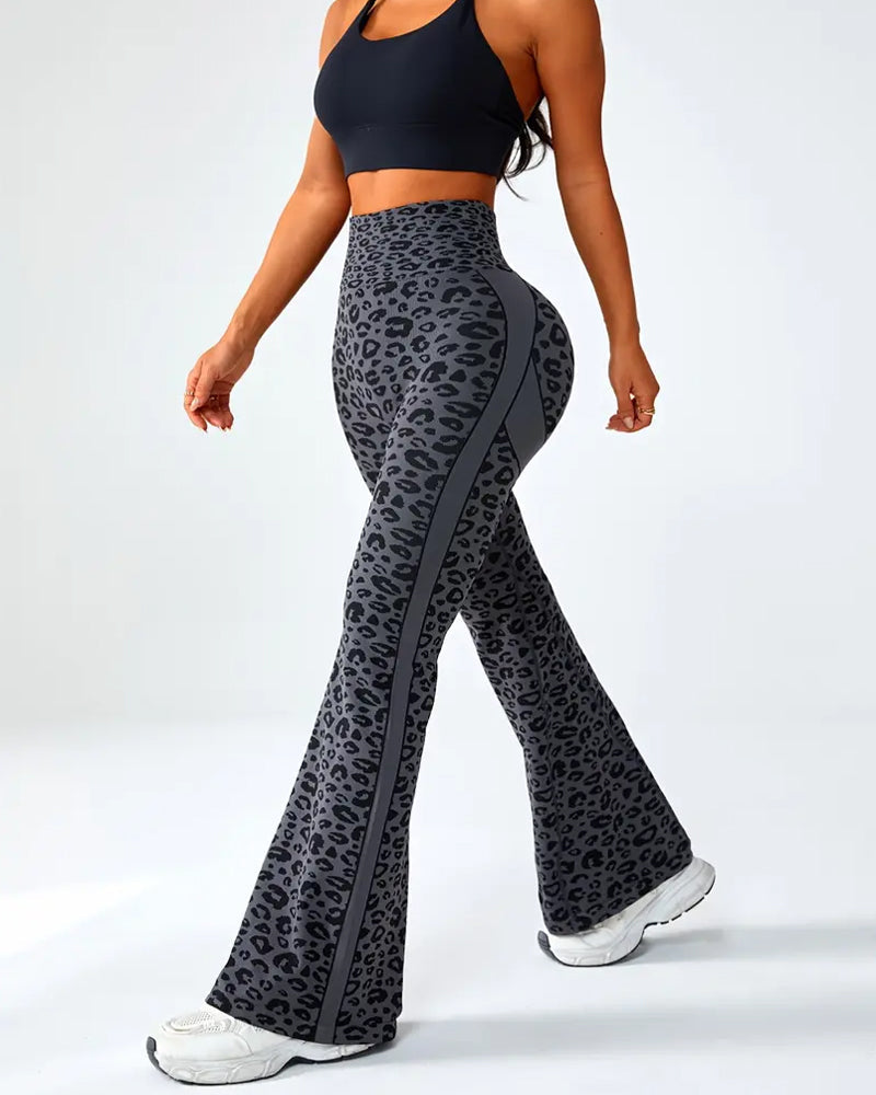 Women's Seamless Leopard Print High-Waisted Elastic Sports Yoga Pants