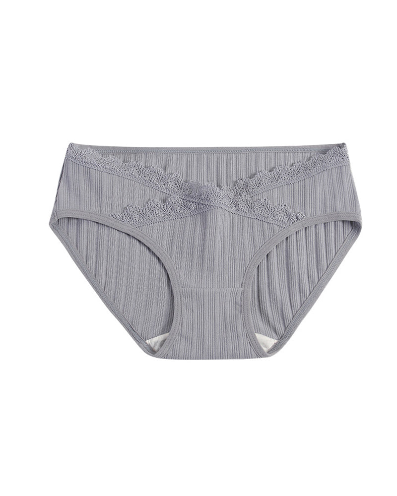 Lace-trimmed Pure Cotton Breathable Comfort Stretch Briefs