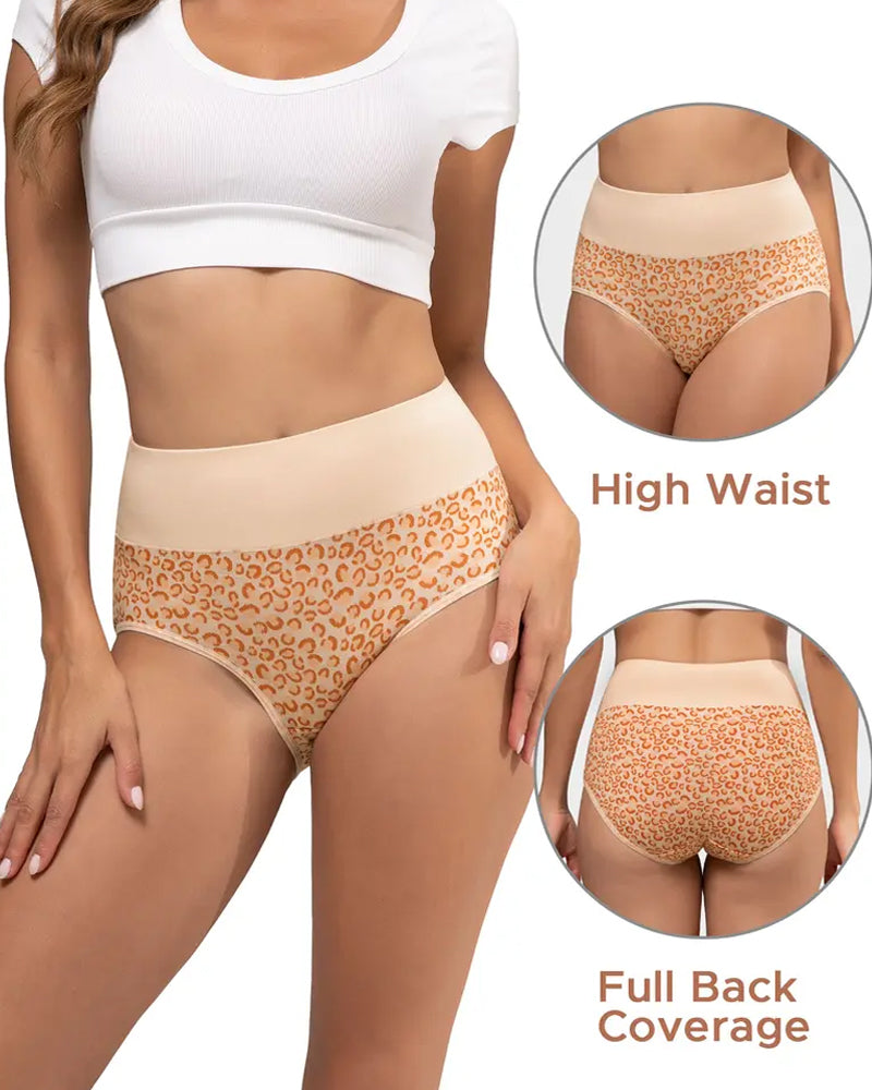 5-Pack Women's High-waisted Pure Cotton Soft Breathable Printed Panties