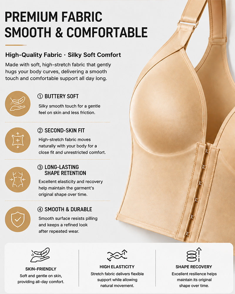 Front Closure Wide Straps Cup Full Coverage Push Up Bra