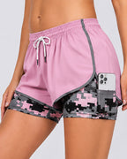 Casual Stretch Colorblock Lined Athletic Shorts