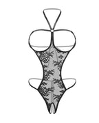 Sexy Lace Cutout Mini Bodysuit Halter Teddy Nightie