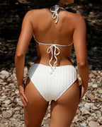 Beach Sexy Halter Bikini and 3D Floral Long Sundress