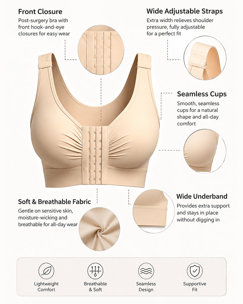 Women's Front-Closure Wire-Free Adjustable Shoulder Strap Shaping Bra