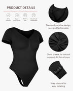 Women's V-neck Seamless Short-sleeved Shapewear Bodysuit