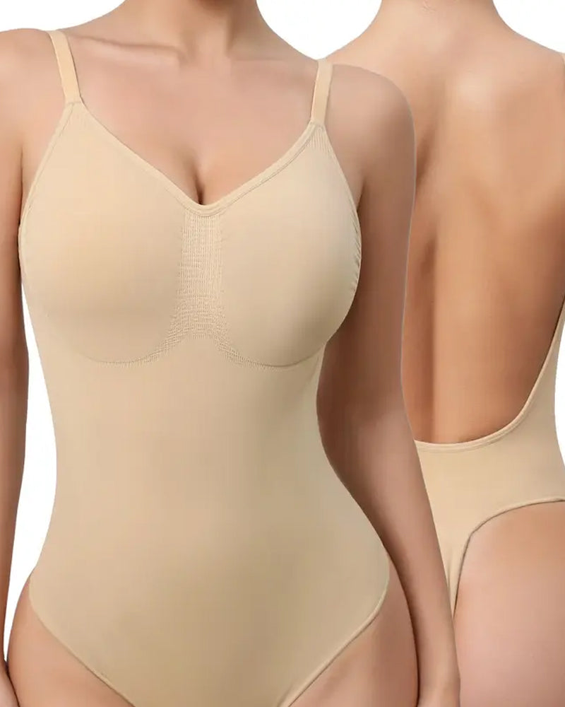 Women's V-neck Breathable Seamless Thong Bodysuit Body Shaper