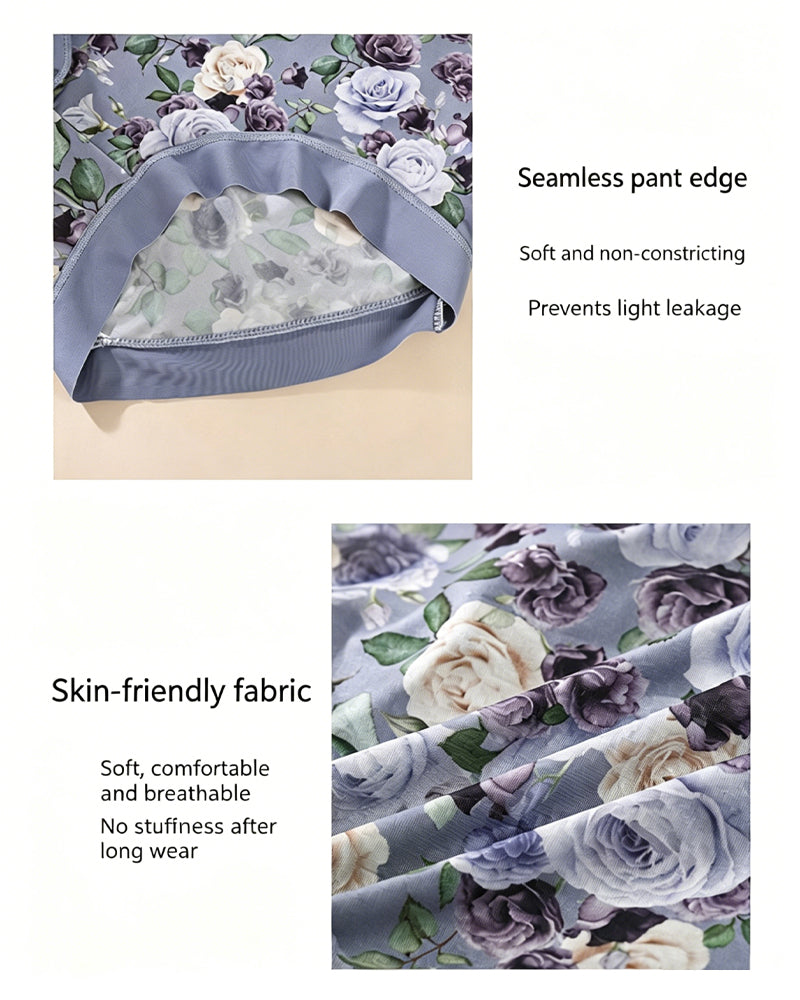 Multiple Packs High Waist Colorblock Floral Print Seamless Panties