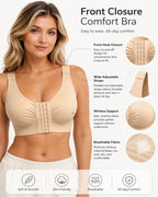 Women's Front-Closure Wire-Free Adjustable Shoulder Strap Shaping Bra