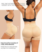 Women's Lace-trimmed Zipper Hook-eye Tummy Control Hip-lifting Shaping Shorts
