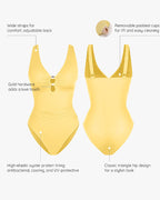 Deep V Solid Color Tummy Control Shaping One-piece Swimsuit