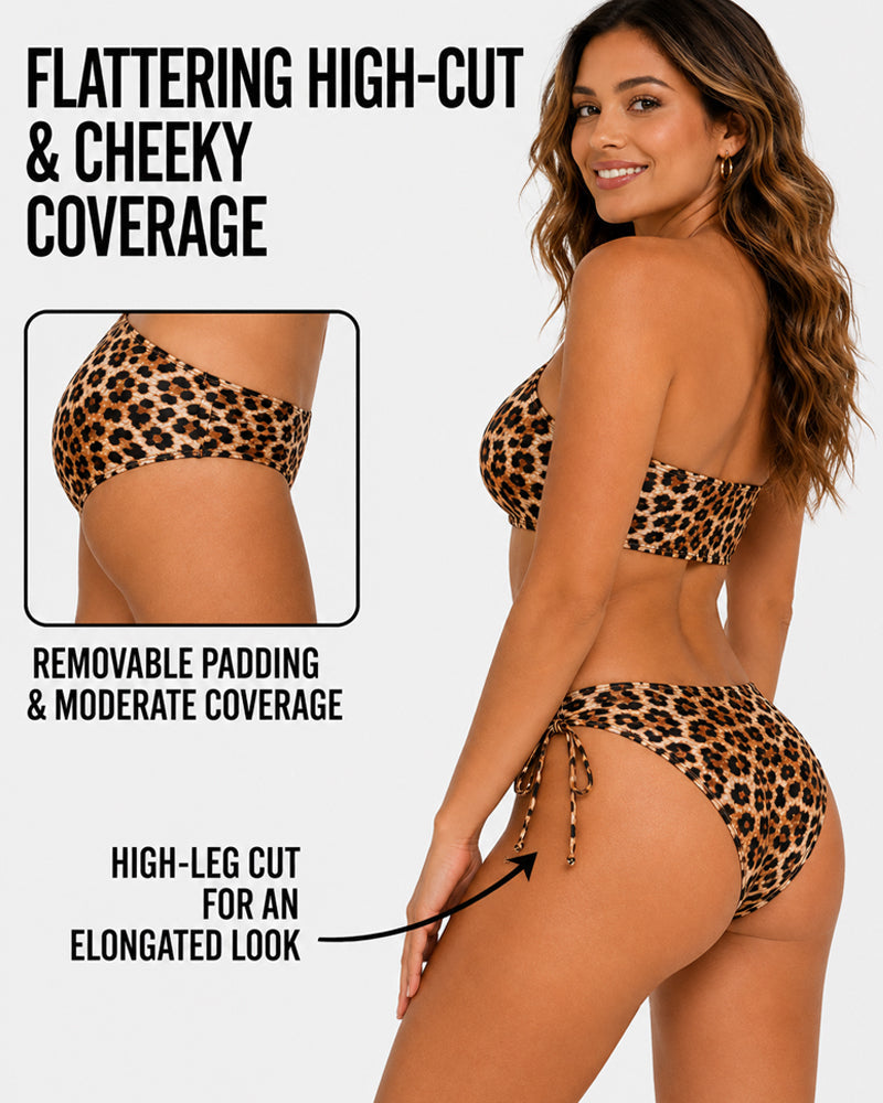Sexy Halter Neck Leopard Print Bikini Swimsuit Set