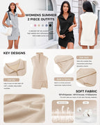 Casual Sports Sleeveless Half-zip Sweatshirt and Skirt Set