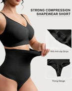 Women's High-Waisted Seamless Tummy Control Compression Thong Shapewear