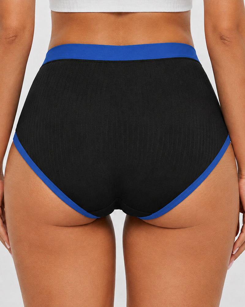 5-Pack Pure Cotton High Waist Colorblock Briefs