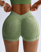 Women's Solid Color Textured Casual Breathable Elastic Sports Yoga Shorts