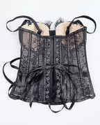 Sexy Strapless Lace Mesh See-through Underwire Bra Back Tie Fishbone Top