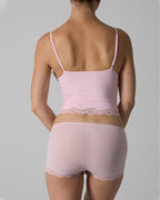 Sexy Skin-friendly Lace Trim V-neck Camisole and Boyshorts Underwear Set