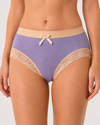 Multi-pack Pure Cotton Colorblock Lace-trimmed Seamless Panties