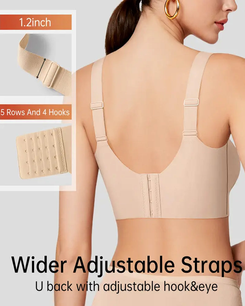 Women's Wire-free Seamless Double-layer Lifting Shoulder Straps Full Cup Push-up Jelly Bra