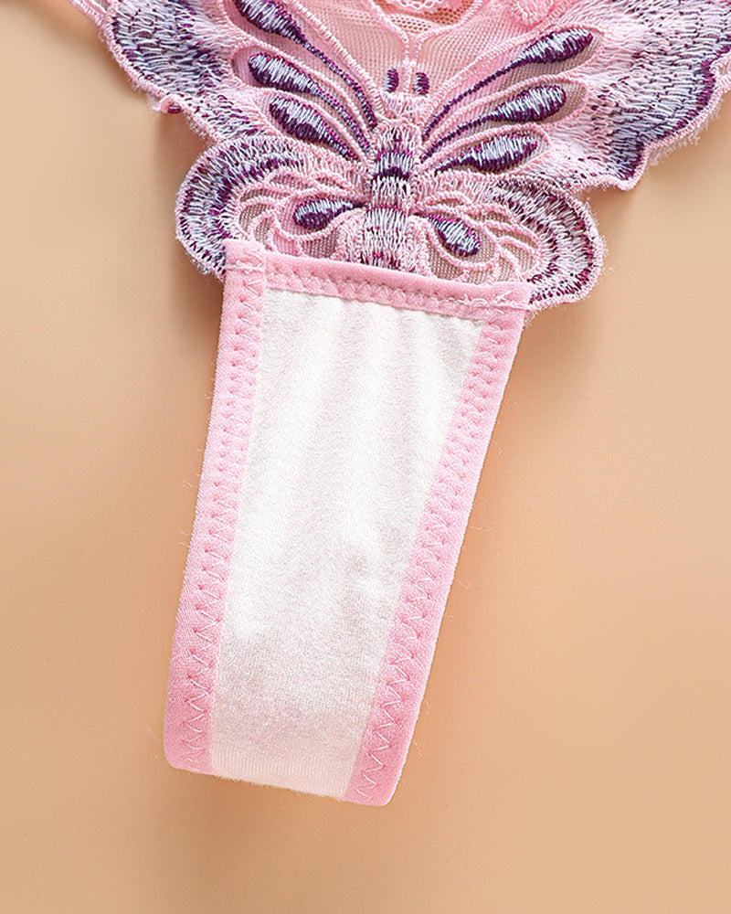 Sexy Butterfly Embroidered Low-rise Thong