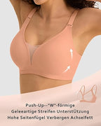V-neck Comfortable Breathable Seamless Wire-free Push-up Mesh Bra