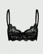 Sexy Eyelash-trim Floral Lace Sheer See-through Bra