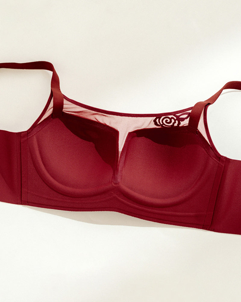 Seamless Push-up Anti-sagging Wire-free See-through Mesh Bra