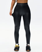 Women's Fleece-lined Stretchy Faux Leather PU High-waisted Leggings