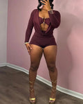 Women's Casual Two-in-one Draped Design Slim-fit Long-sleeved Jumpsuit