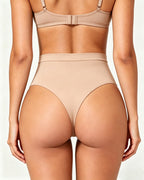 Women's High-Waisted Seamless Tummy Control Compression Thong Shapewear