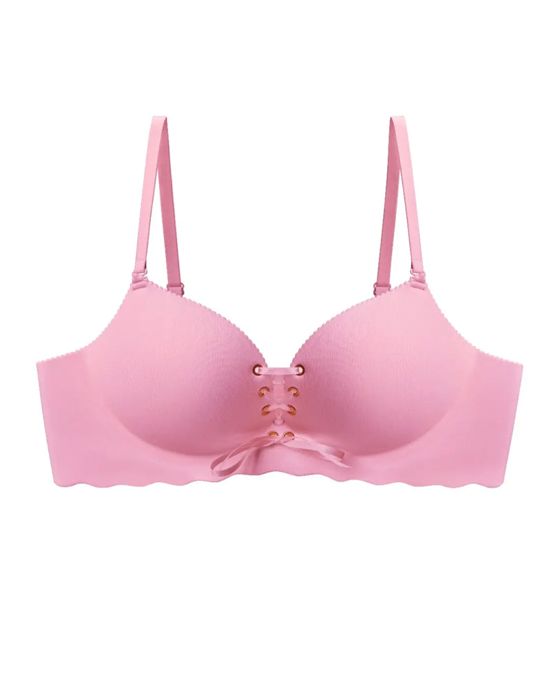Women's Sexy Drawstring Push-Up Detachable Shoulder Straps Wire-Free Comfort Bra