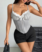Sexy See-through Mesh Lace Patchwork Fishtail Camisole Top
