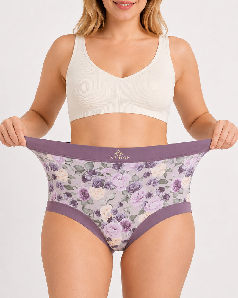 Multiple Packs High Waist Colorblock Floral Print Seamless Panties