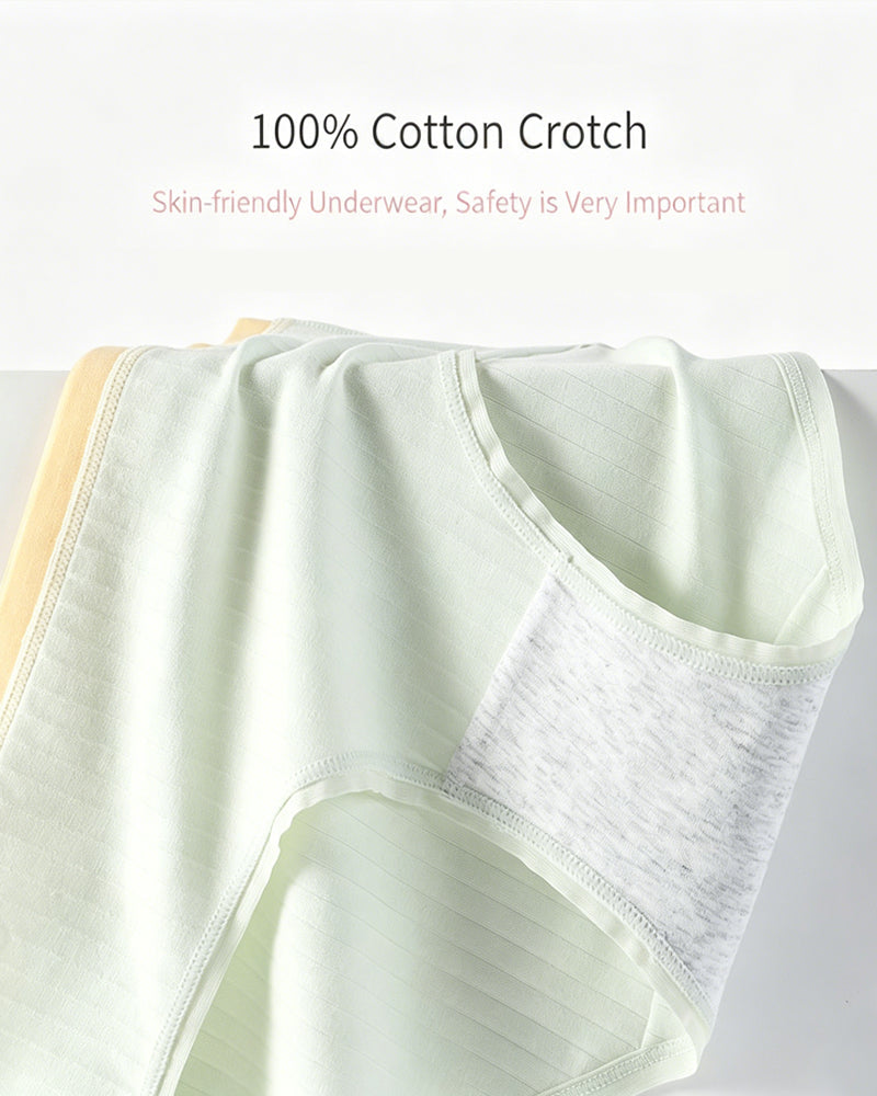 Multi-pack Pure Cotton Colorblock Ribbed Seamless Briefs