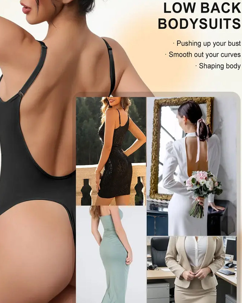 Women's V-neck Breathable Seamless Thong Bodysuit Body Shaper