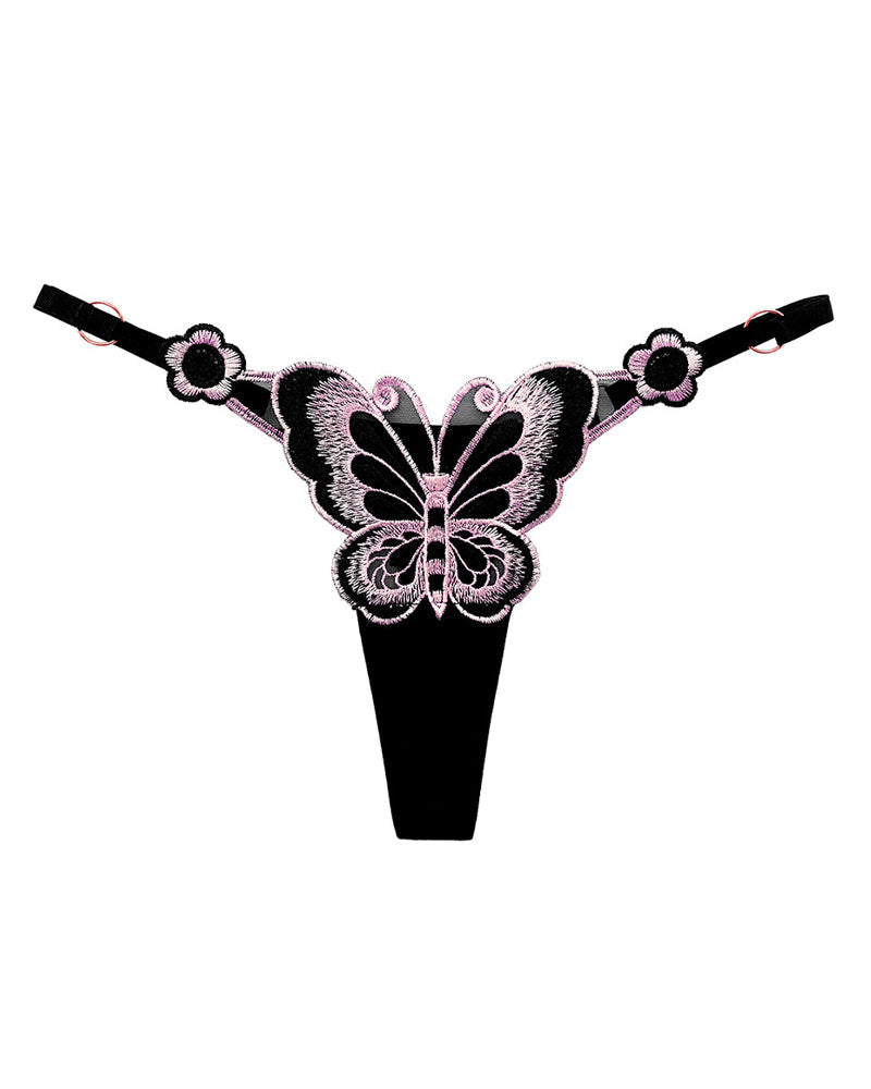 Sexy Butterfly Embroidered Low-rise Thong