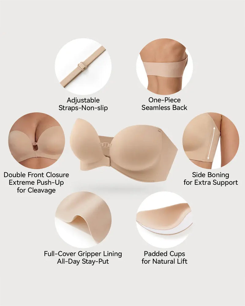 Women's Strapless Front-Closure Seamless Bra