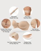 Women's Strapless Front-Closure Seamless Bra